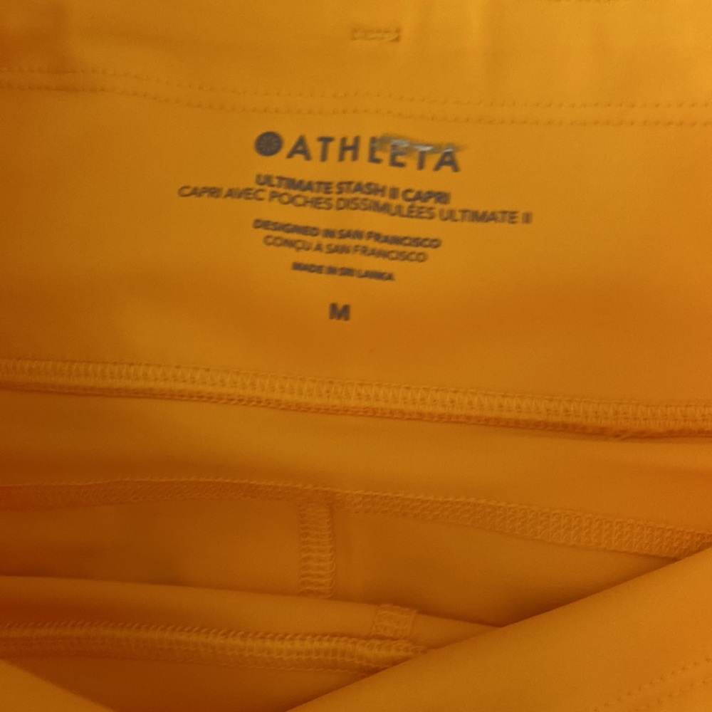 Athleta Capri Medium Workout Ultimate Stash II Capri Radiant Sunrise Yellow NWT - Picture 9 of 10